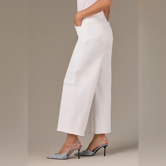 Wit & Wisdom WHITE WYATT SKYRISE FRAY HEM WIDE LEG BOYFRIEND JEANS - Picture 2 of 5